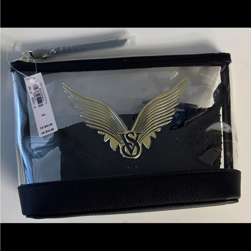 Victoria's Secret Fashion Show Angel Wings clear Cosmetic Case Makeup Bag Set